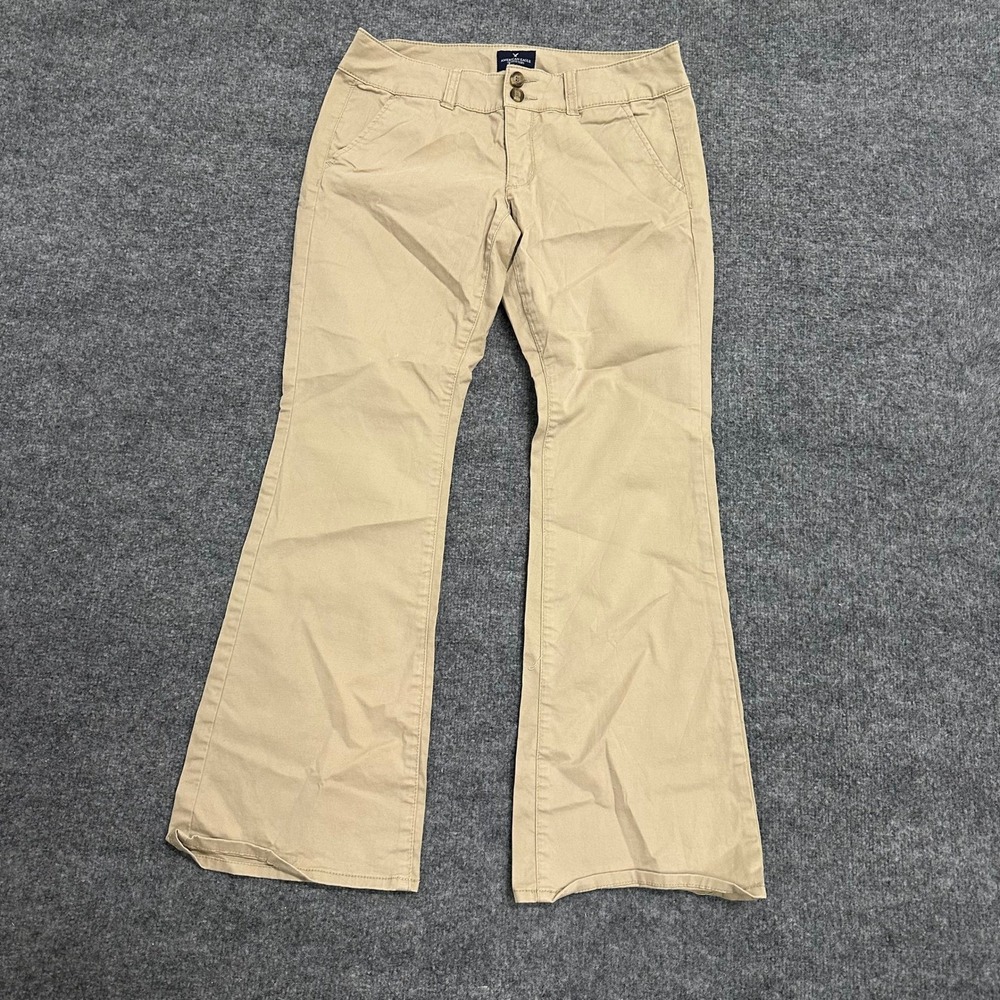 American Eagle Pants Womens 6 Short Khaki Artist Flare Stretch Tan Casual Chino